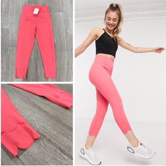 Free People FP Movement High Rise Petal Pusher Leggings in Pink New with Tags XS - Picture 1 of 11